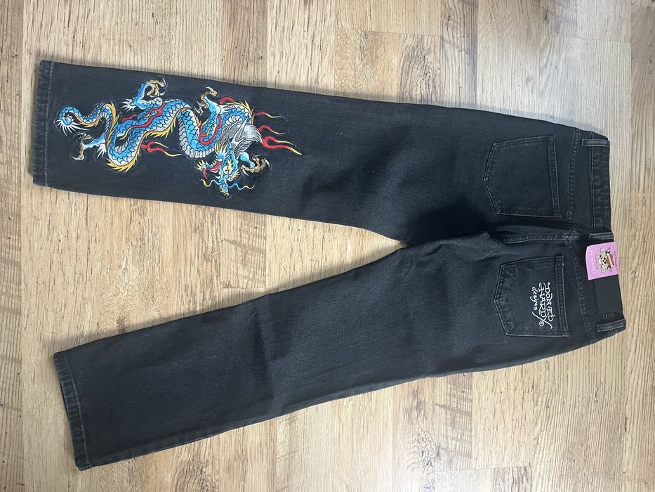 Дънки Ed Hardy Dragon Flame Straight Leg Denim Trousers Jeans