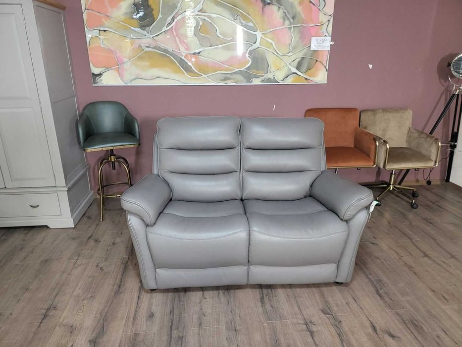 Сив кожен диван двойка La-z-boy