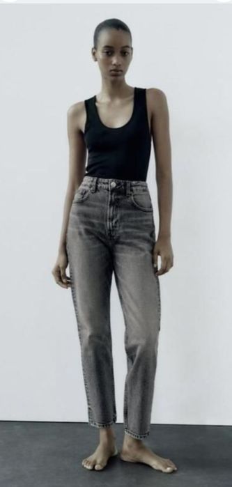 Панталони  zara зара  кожа и деним