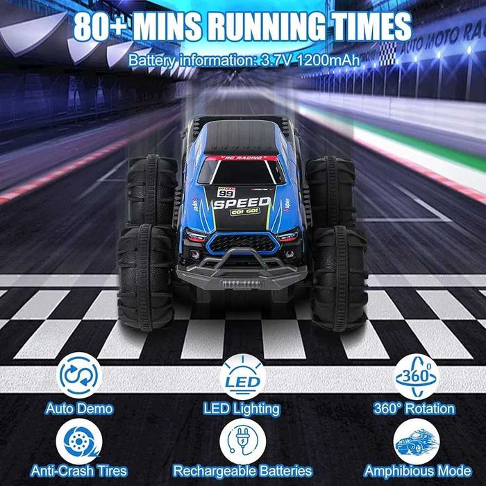 Чисто нова с 2 батерии кола амфибия с дистанционно, каскадьорска 4x4
.