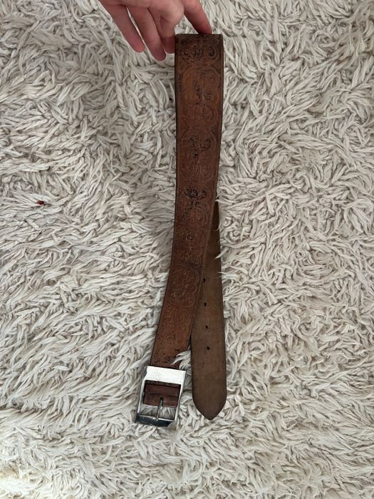 Ретро кожен колан от телешки бокс