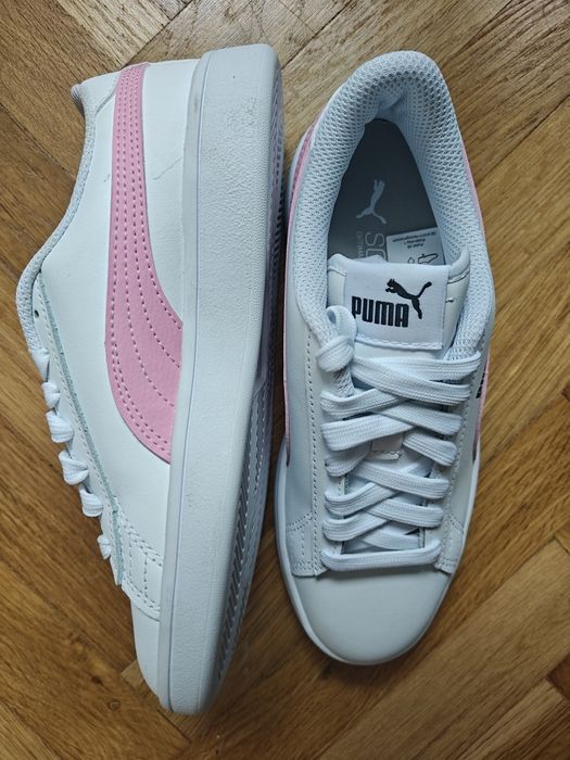 Adidași Puma Smash v2 Piele, Alb/Roz - Mărimea 35.5