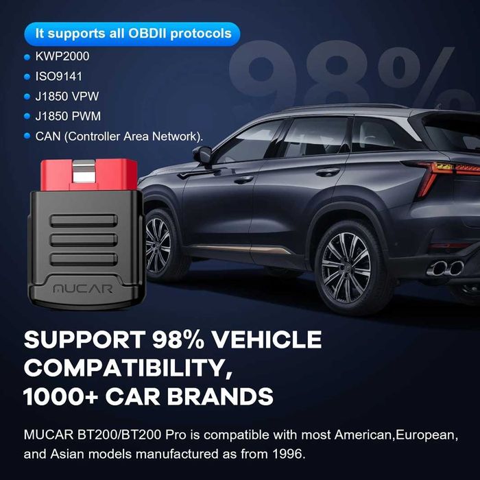 Професионална автодиагностика MUCAR BT200 PRO, 15 ресет функции и доживотна диагностика на всички системи