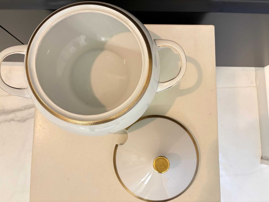 Supieră /terină mare din porțelan, placată cu aur 24K Scherzer Bavaria