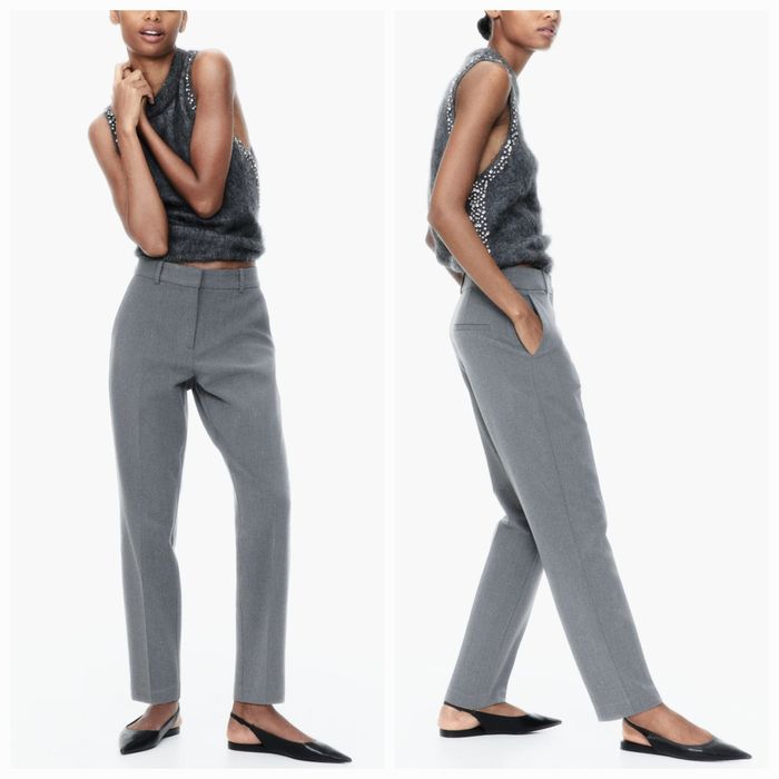 Тъмно сив панталон M/L/40 ежедневен плътен висока талия ръб джобове