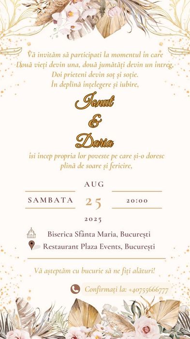 Invitatii digitale / video invitatii / plicuri bani / opis invitati