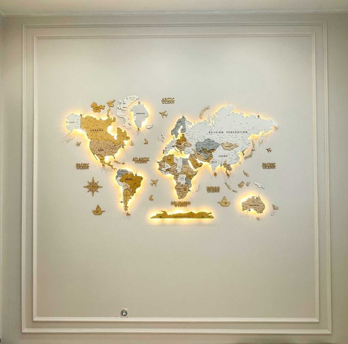 Карта мира интерьерная