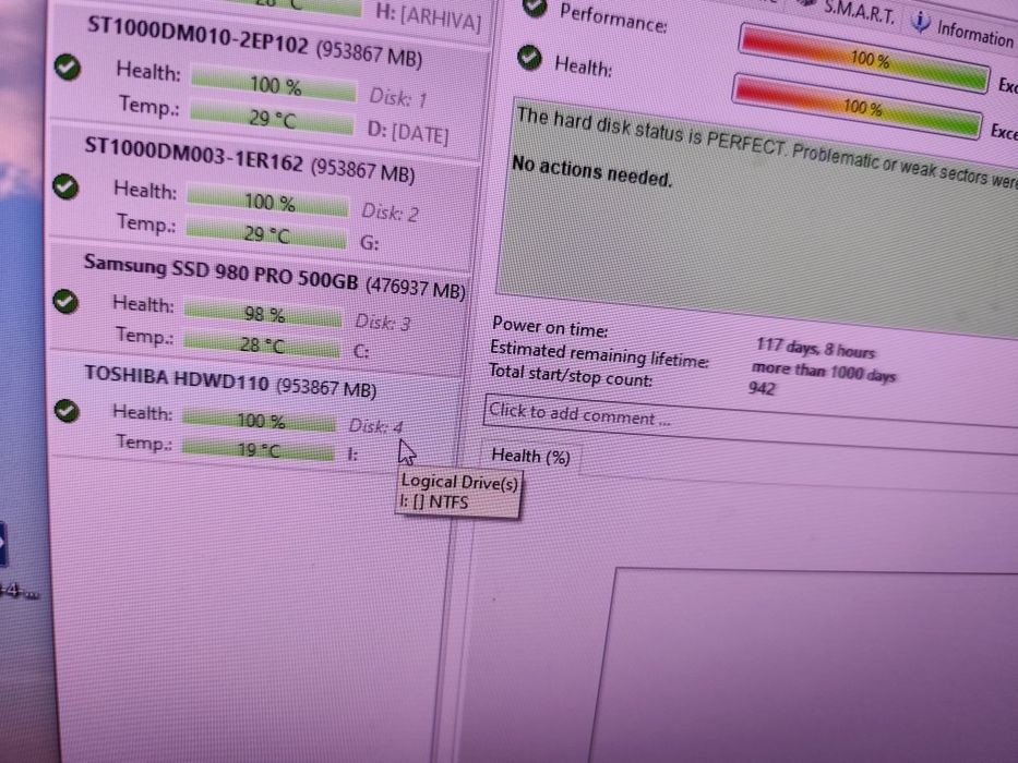 Hard-disk desktop Toshiba 1tb 100%