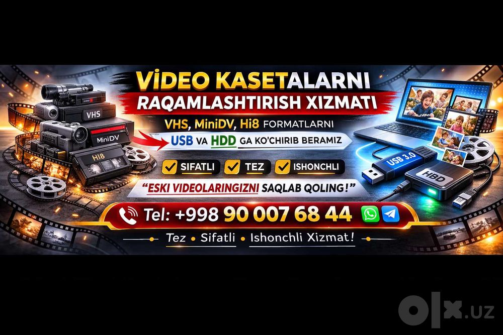Video kasetalarni Fleshkaga ko'chirib berish xizmati