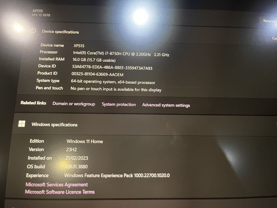 Dell XPS15 9570 i7-8750H