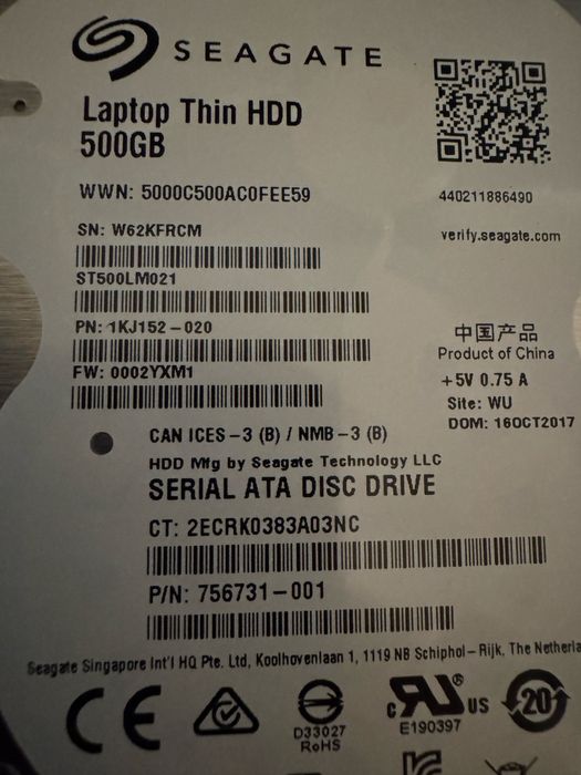 HDD за лаптоп Seagate Thin  500GB - хард диск