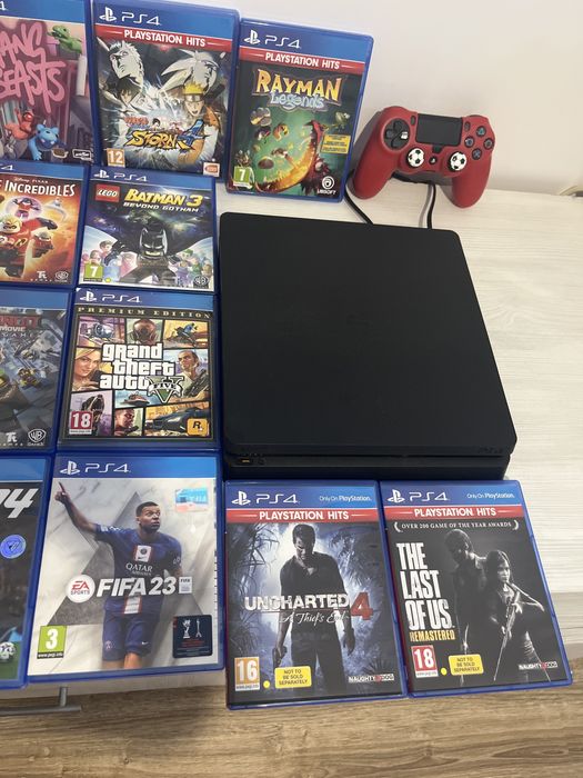 PS4 Slim 1TB + джойстик + 15 игри