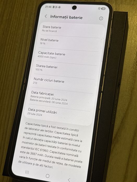 Samsung Z Flip 6 , ca NOU , 256 GB , 12 GB RAM , 100 % Bateria