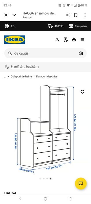 Dulap de haine doua bucăți Ikea