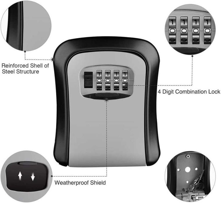 Cutie Metalica pentru Chei cu 4 Cifre Rezistenta la Intemperii Montaj