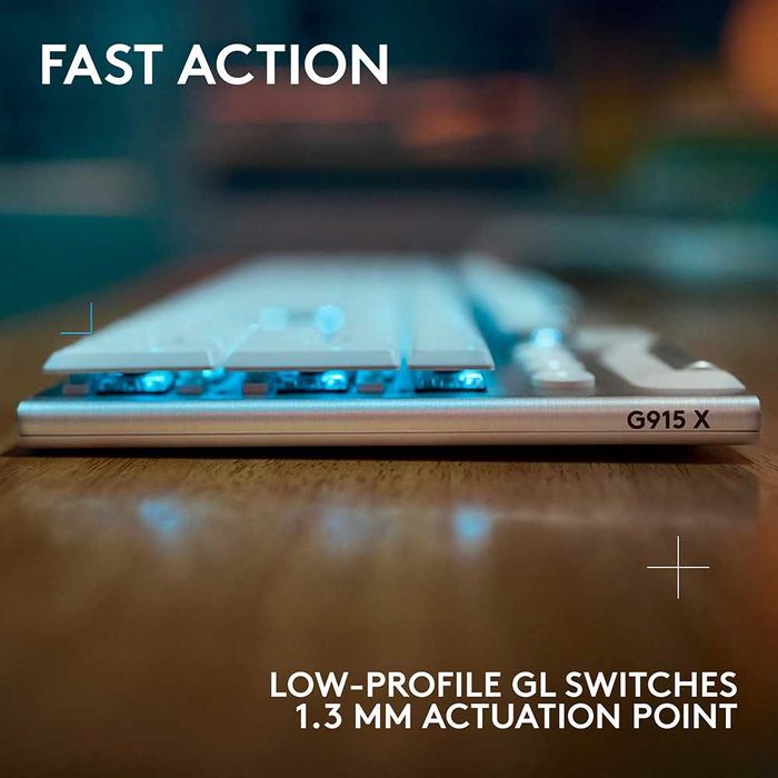 Tastatura Gaming Wireless mecanica LOGITECH G915 X Lightspeed Tactile Switches, Bluetooth, USB, Layout US INT, alb | Ca nouă | Garanție