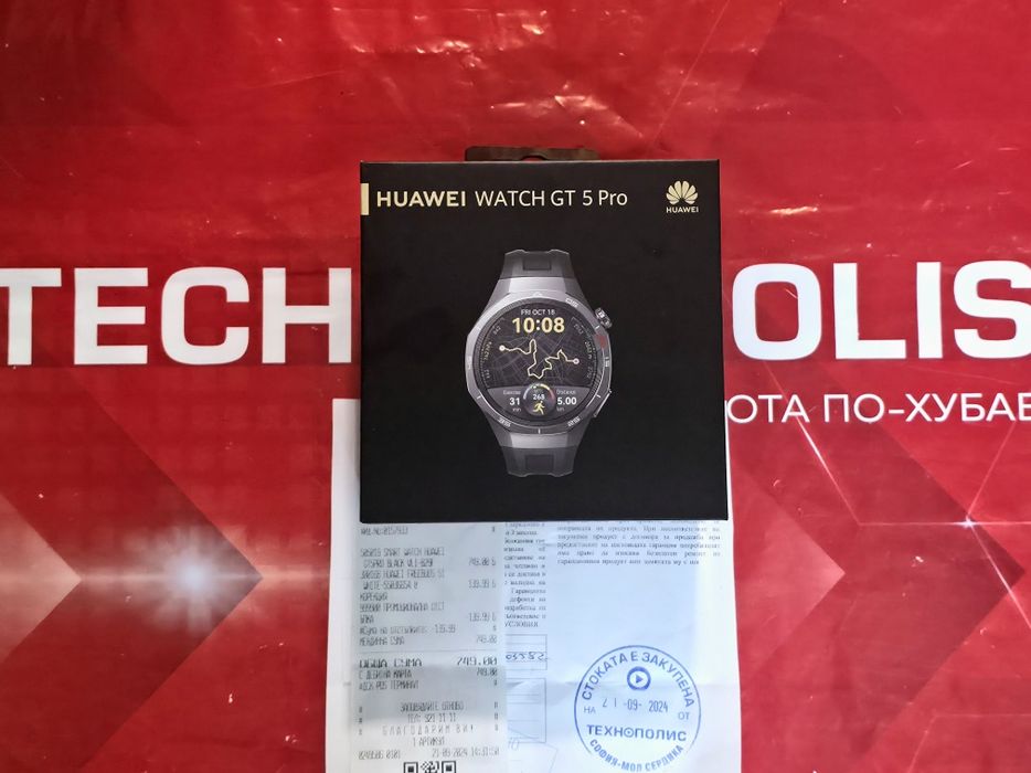 КАТО НОВ 46mm Huawei watch GT 5 Pro | GT5 Гаранция Технополис 2026г. Black