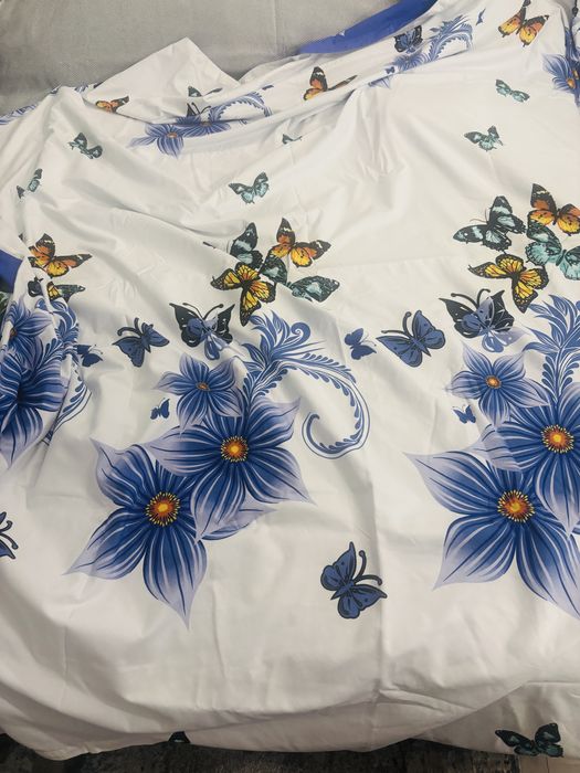 Lenjerie pat dublu 6 piese, material finet cu sintetic