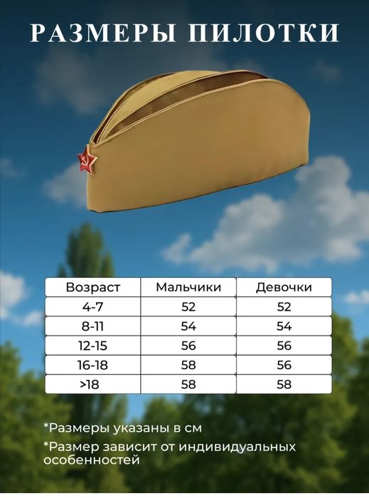 Пилотка военная, 9 мая , день победы ,кепка