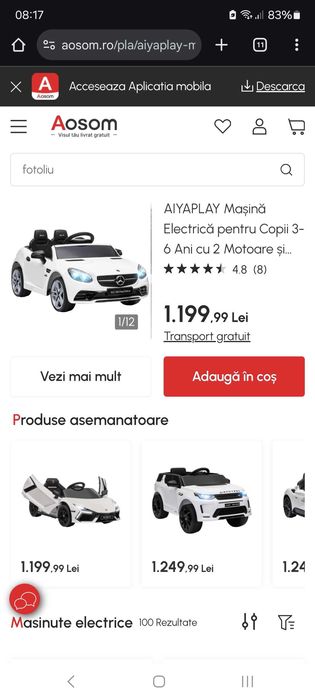 Vând masinuta pentru copii cu telecomanda