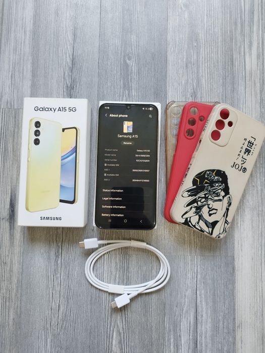 Samsung A15 супер състояни + кейсове и кабел