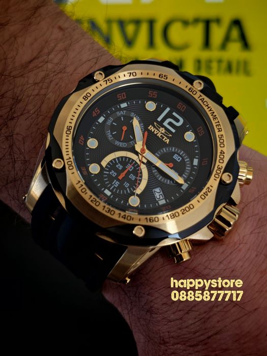 INVICTA Speedway Gold/Black Swiss 51 mm, Инвикта нов ръчен часовник