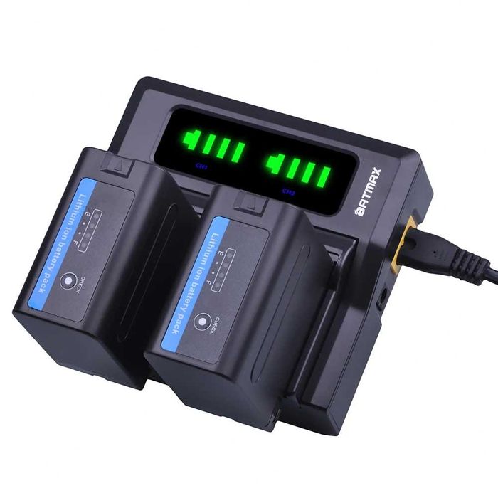 Set 2 acumulatori NP F960 F970 7200mAh + incarcator dublu pt SONY NP-F