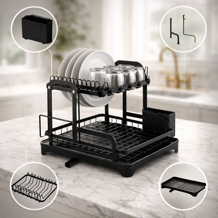 Сушилник за съдове с оттичане на водата, XXL