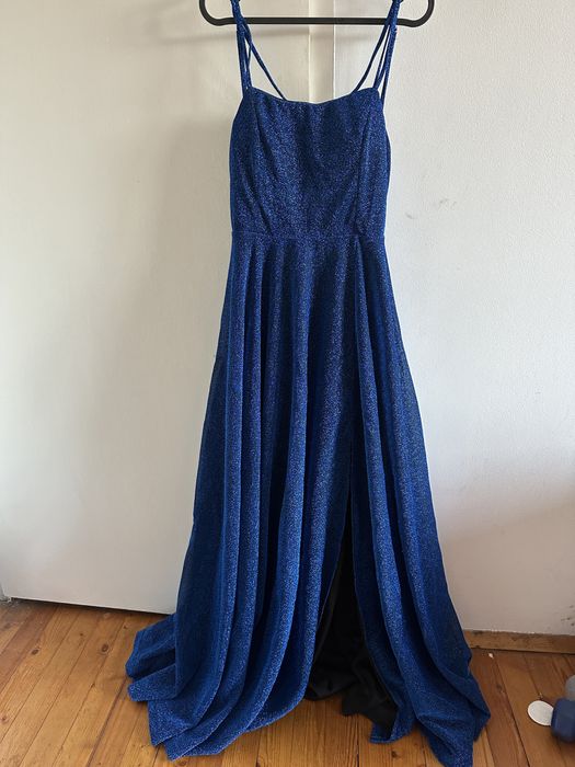 Бална блестяща синя рокля