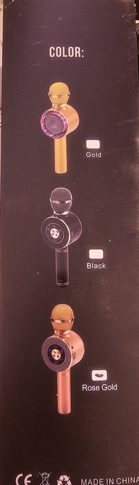 Микрофон за караоке със селфи функция и диско светлини, розово злато