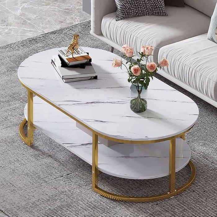 Журнальный столик, — двухъярусный овальный стол