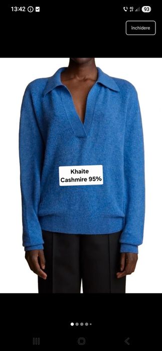 Pulover cu anchior si guler KHAITE albastru Cashmere 95%  marime XS