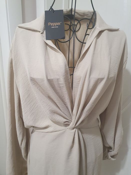 Риза рокля нюд цвят, размер L, с  етикет