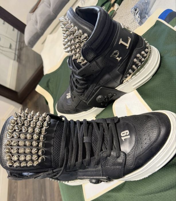Philipp Plein High Top Sneakers Skull & Studs Black – Mărimea 42