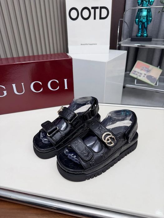 GG Velcro Platform Sandal Black