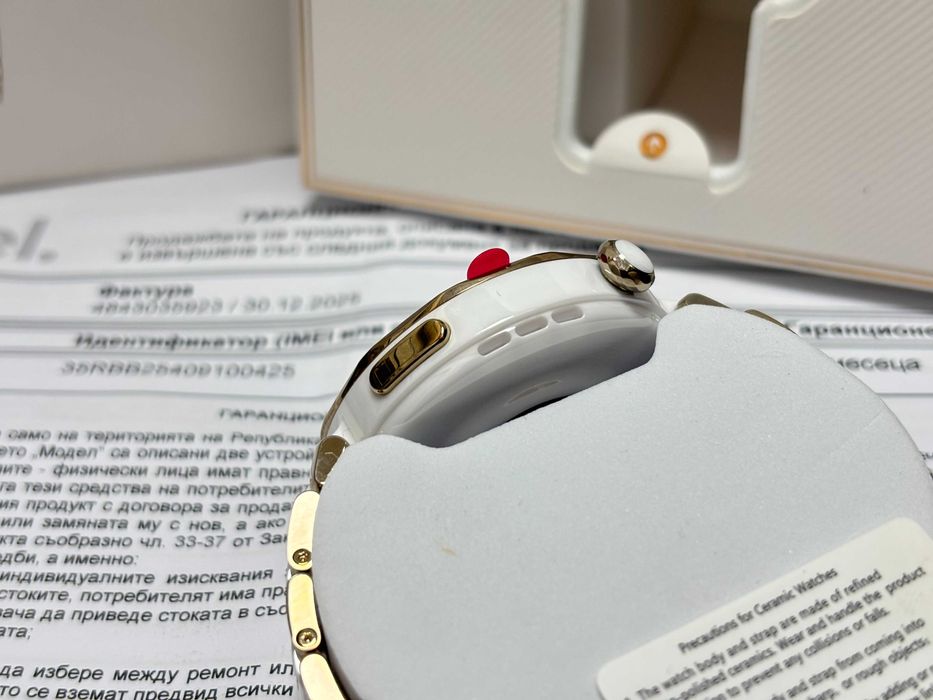 НОВ!!! Смарт часовник Huawei Watch GT5 Pro,1.32'',42 mm, Ceramic White