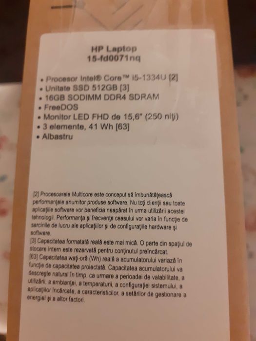 Laptop HP, i5 Gen 13/16 GB/SSD 512 GB - NOU. Sub preț magazin.