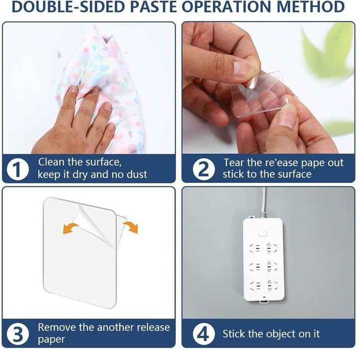 Set 10x Banda dublu adeziva transparenta puternica si rezistenta 6x6cm