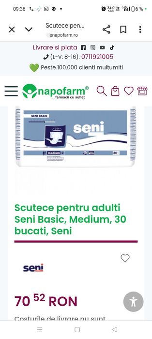 Scutece Seni Basic mărimea M