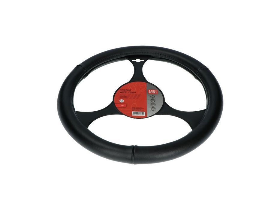 Husa volan Carpoint din piele neagra, pentru diametru 37-39 cm, cu strat interior antiderapant