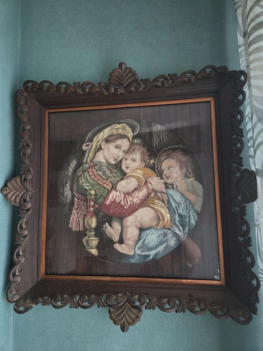 Гоблен вилерови конци и дървена рамка