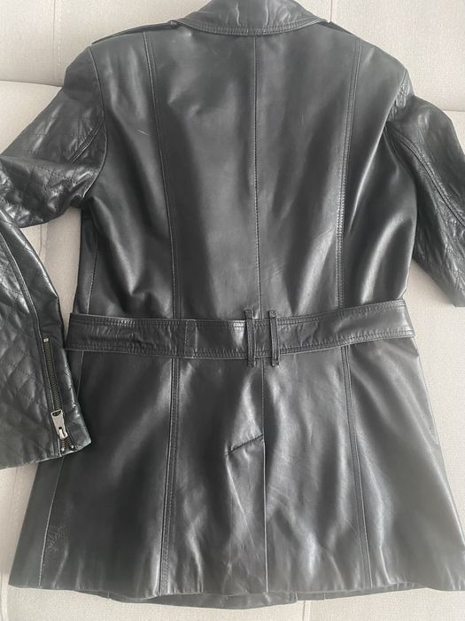 Кожаный тренч-куртка