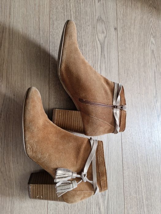 Botine/ cizme piele intoarsa maro, 39