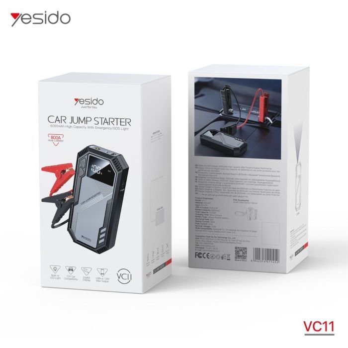 Пусковое устройство YESIDO VC11 6000mAh для авто бензин/дизель