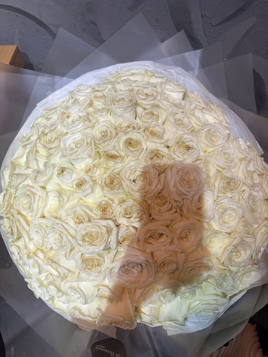 Цветы букет  Белая роза 101 роза