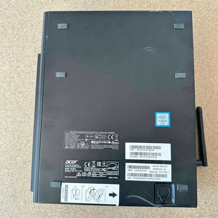 • Модулен мини компютър Acer Veriton N6640G/Intel Core i5-6400T/8GB RAM/256GB SSD/PCIe слот/Поддръжка на 3x SSD/Гаранция