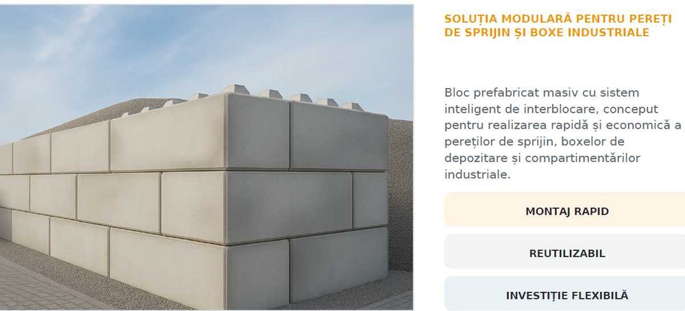 Blocuri Prefabricate Masive – Soluția Modulară pentru Pereți de Sprijin și Depozite Industriale