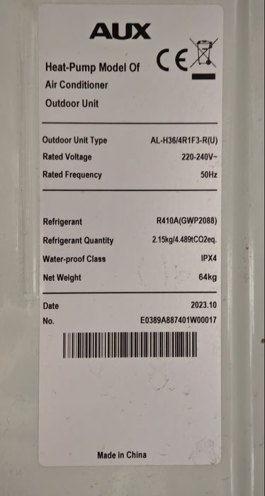 Кондиционер кассетный AUX  36