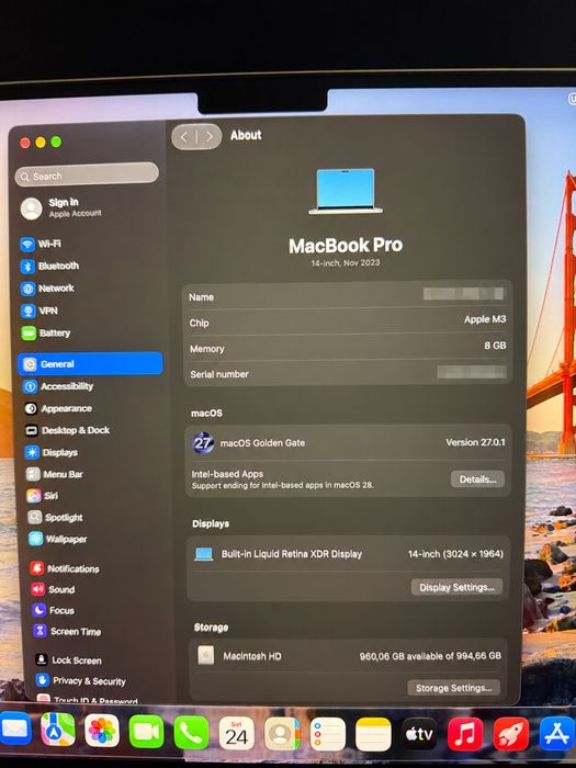 Apple MacBook Pro 14 M3 8GB 1TB Silver | Baterie 100% | 94 cicluri
