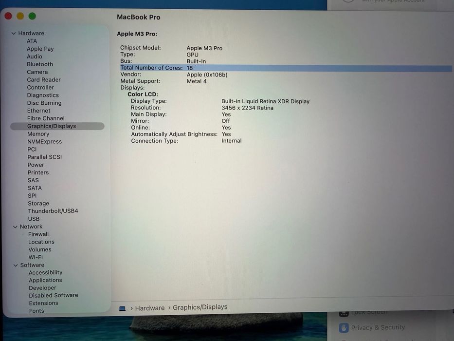 MacBook Pro 16" M3 PRO 12-CPU, 18-GPU, 36GB RAM, 512GB SSD